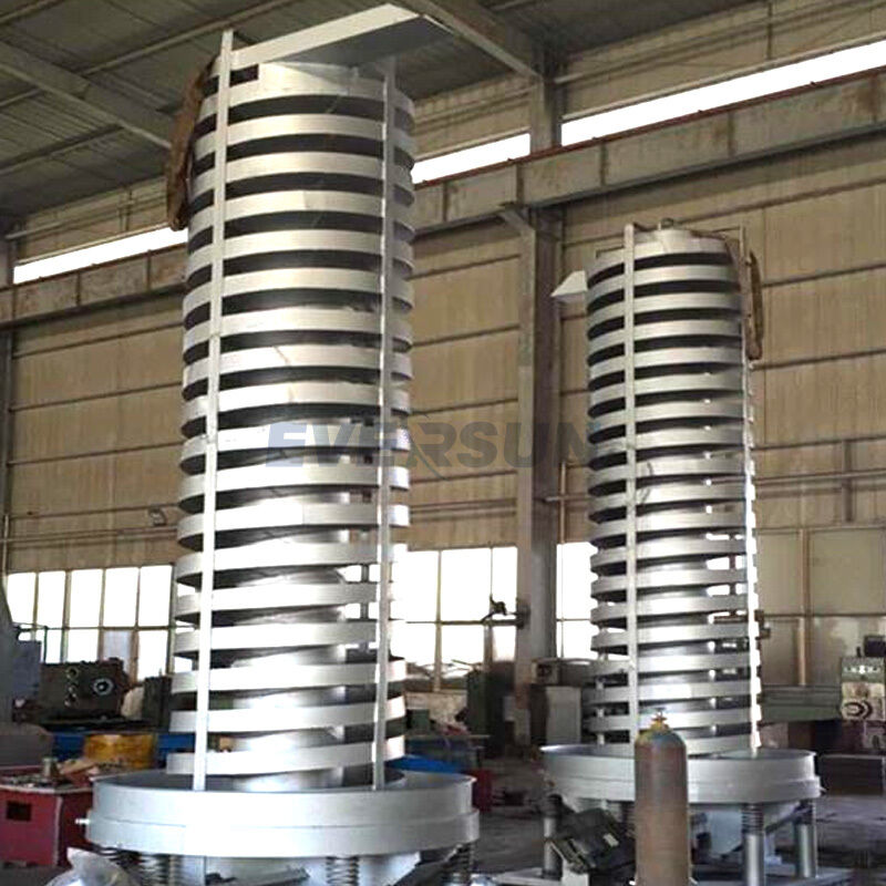 Auger Screw Conveyor Incorporating Vertical Spiral Vibration Elevator and Acrylic Cover for Material Conveying Solutions